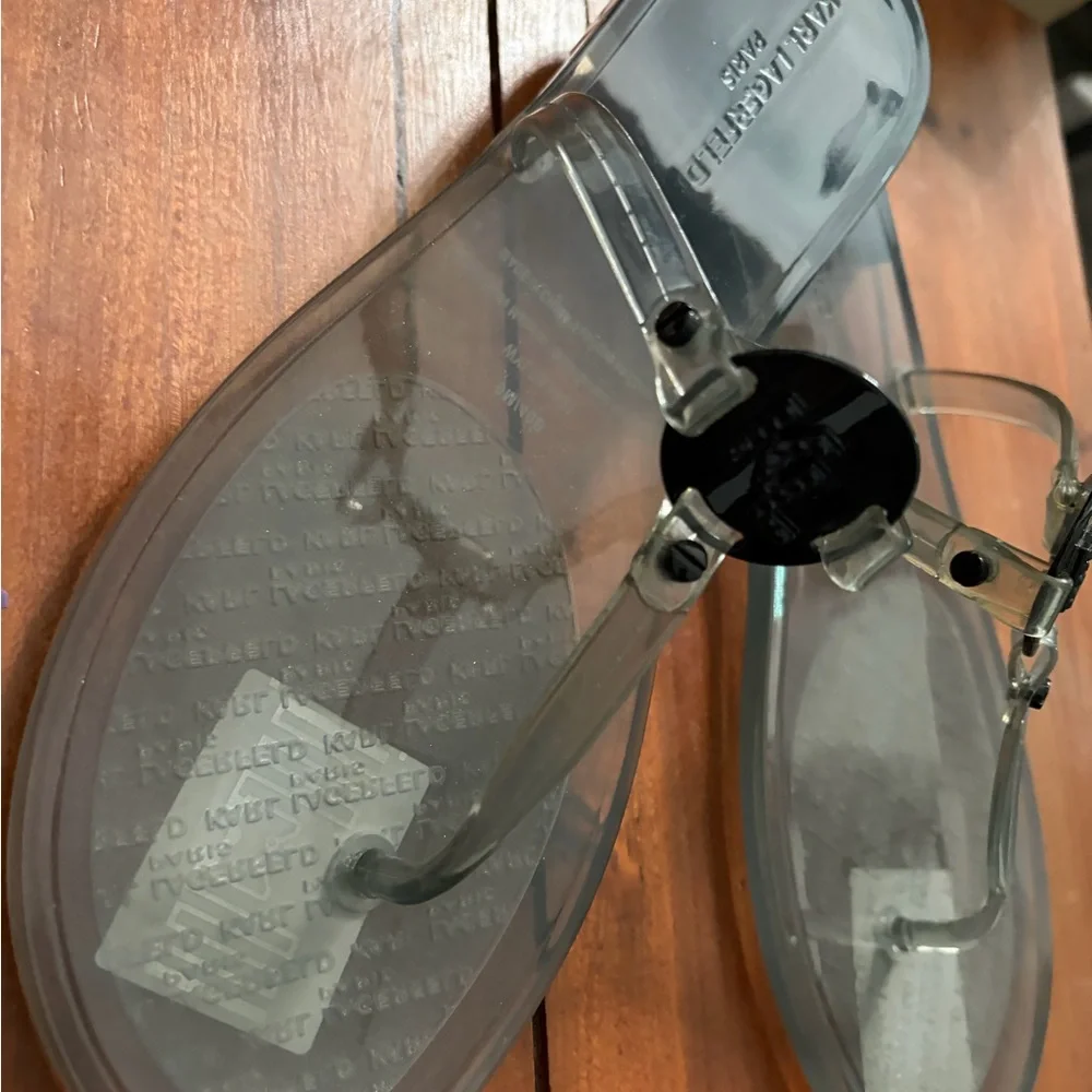 NWT Karl Lagerfeld Women's Transparent Sandals IN Clear Black - Picture 2 of 6